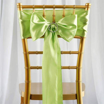5 Pack Apple Green Satin Chair Sashes 6"x106"