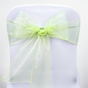 Enhance Your Event Decor with Apple Green Sheer Organza Chair Sashes