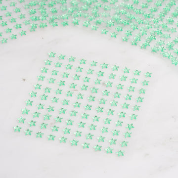600 Pcs Apple Green Star Shape Stick-On Diamond Rhinestone Stickers, DIY Self Adhesive Craft Gems