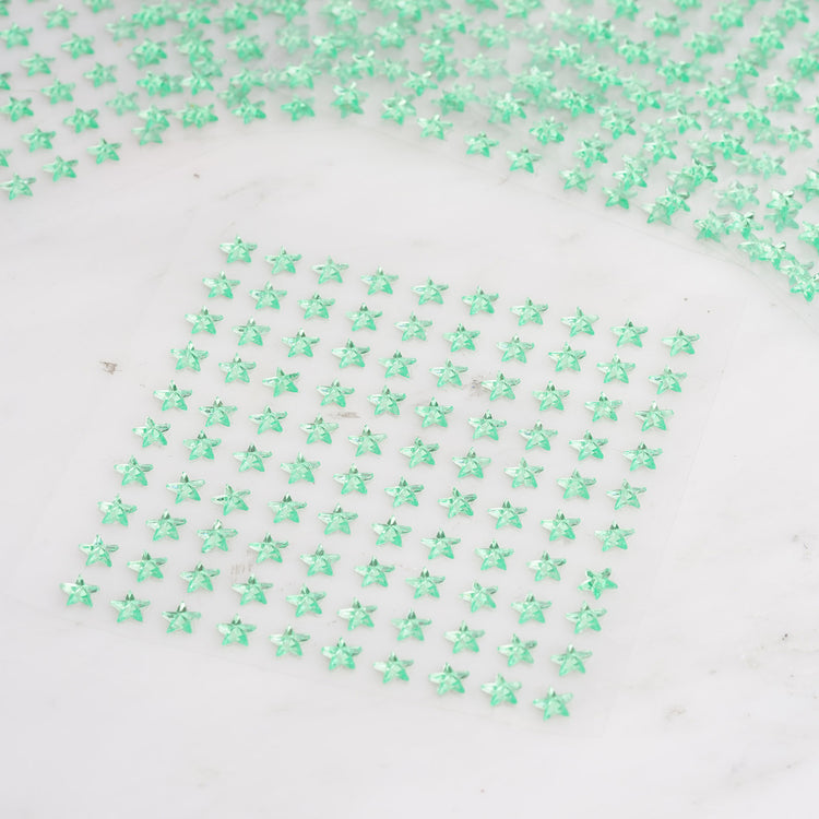 600 Pcs | Apple Green Star Shape Stick-On Diamond Rhinestone Stickers, DIY Self Adhesive Craft Gems