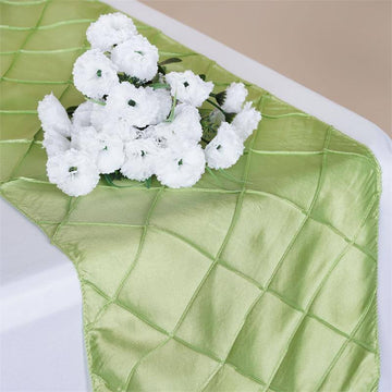 Add Elegance to Your Event with the Apple Green Taffeta Pintuck Table Runner