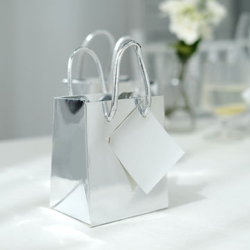 Stunning Shiny Metallic Silver Foil Paper Gift Bags