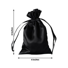 12 Pack Black Satin Wedding Party Favor Bags, Drawstring Pouch Gift Bags