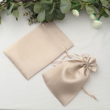Versatile and Stylish - Beige Satin Gift Bags for Any Occasion