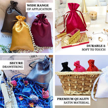 12 Pack | 5x7inch Chocolate Satin Wedding Party Favor Bags, Drawstring Pouch Gift Bags