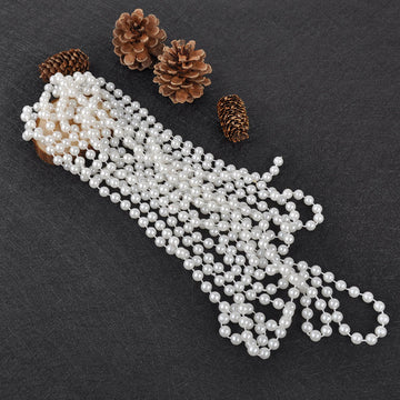 Create Stunning White-themed Decor with Glossy White Faux Craft Pearl String Bead Strands