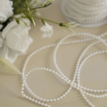 Enhance Your Event Decor with Glossy White Faux Craft Pearl String Beads Garland