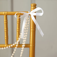 Ivory Gatsby Faux Pearl Beaded 16 Inch Chair Sash Pre Tied