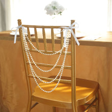 Pre Tied Ivory Pearl Beaded Gatsby Faux 16 Inch Chair Sash