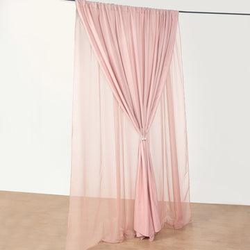Dusty Rose Dual Layered Sheer Chiffon Polyester Backdrop Curtain With Rod Pockets 10ft