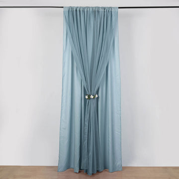 Elegant Dusty Blue Dual Layered Sheer Chiffon Polyester Backdrop Curtain