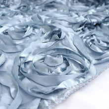 Dusty Blue Satin Rosette Backdrop Drape Curtain, Photo Booth Event Divider Panel - 8ftx8ft