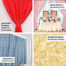 White Satin Rosette Divider Backdrop Curtain Panel, Photo Booth Event Drapes - 8ftx8ft