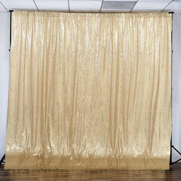 Premium Champagne Chiffon Sequin Dual Layer Backdrop Curtain