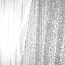 Premium Silver Chiffon Sequin Divider Backdrop Curtain, Dual Layer Photo Booth Event Drape 20ftx10ft