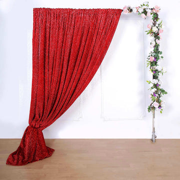 Make a Lasting Impression with the Red Metallic Shimmer Tinsel Photo Backdrop Curtain