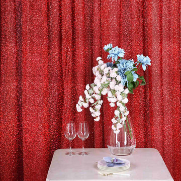 Create a Dazzling Atmosphere with the Red Metallic Shimmer Tinsel Photo Backdrop Curtain