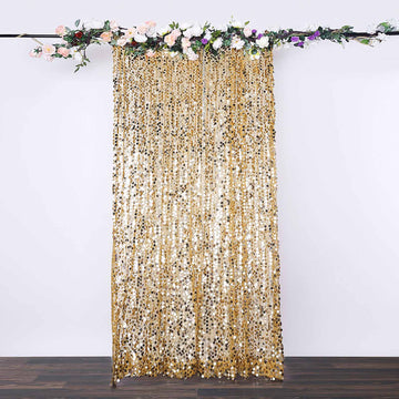 Add a Touch of Glamour with the Gold Big Payette Sequin Photo Backdrop Curtain