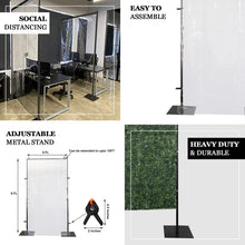 Floor Standing Sneeze Guard Portable 4 Feet x 9 Feet Isolation Wall with Artificial Grass Wall Panels