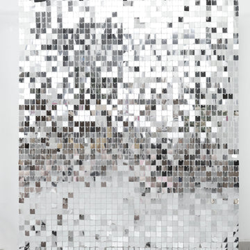Ritzy Silver Square Sequin Shimmer Wall Photo Backdrop Panels