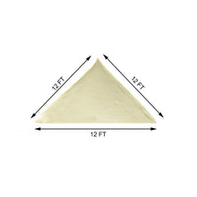 Ivory HDPE Triangle Sun Shade Sail with measurements of 12 ft and 12 ft
