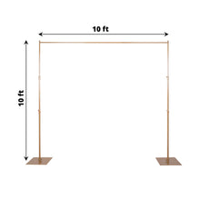 Backdrop stands made of Metal in Gold color, in a Rectangular shape, with measurements of 10 ft x 10 ft
