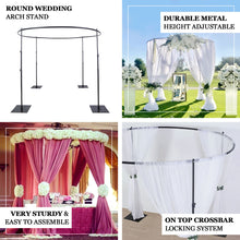 10ft Adjustable 4-Post Circular Black Metal Wedding Event Arch Stand