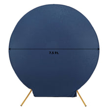 A Double Sided Navy Blue Spandex Circle with a diameter of 7.5 ft. for arch covers and fitted backdrop covers