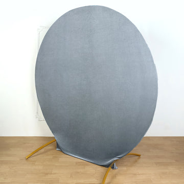 Elevate Your Event with the Dusty Blue Soft Velvet Fitted Round Wedding Arch Backdrop Cover