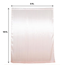 A blush satin solid backdrop curtain with measurements of 8 ft by 10 ft, perfect as a room divider