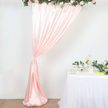Elegant Blush Satin Event Photo Backdrop Curtain Panel