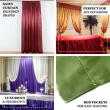 8ftx10ft Red Satin Event Photo Backdrop Curtain Panel, Window Drape With Rod Pocket