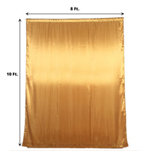 A solid gold satin curtain with measurements of 8 ft and 10 ft, perfect for a room divider