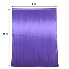A solid purple satin curtain with measurements of 8 ft and 10 ft, perfect for a room divider