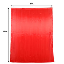 A red satin curtain with measurements of 8 ft and 10 ft, perfect for a room divider, solid backdrop curtain & dividers