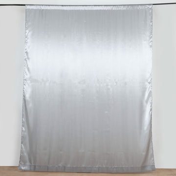 Create a Captivating Event Space with Silver Satin Curtain Panel Backdrop Drapes