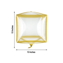 3 Clear And Gold Cube Mylar Balloons 13 Inch 4d