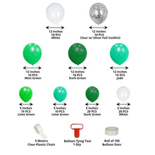 Latex green and white sphere balloon garland kit
