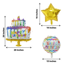 Mylar Foil Happy Birthday Cake Balloons Set Of 5 