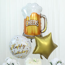 Happy Birthday Balloon Bouquet In White And Gold Set Of 5