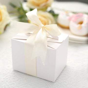 Classic White Tote Party Favor Candy Gift Boxes - Pack of 100