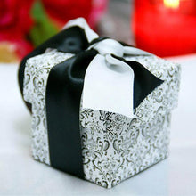 2 Inch Black & White Flocking Favor Candy Gift Boxes With Lids Pack Of 100