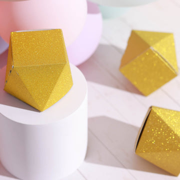 Create a Memorable Event with Geometric Gold Glitter Favor Boxes