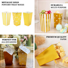 White & Gold 4 Inch Paper Popcorn Favor Boxes in Stripe Polka Dot & Solid Designs 36 Pack