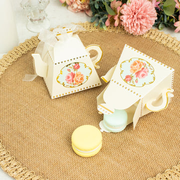 Elevate Your Event Decor with Ivory Mini Teapot Gift Boxes