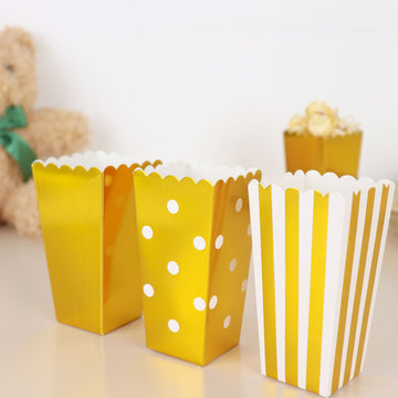 White/Gold Cardboard Popcorn Style Favor Boxes