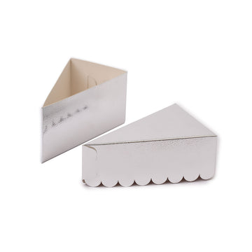 Versatile and Convenient: Silver Scalloped Top Triangular Party Favor Boxes