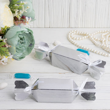 Silver Candy Shape Gift Boxes for Stylish Party Favors