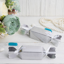 Silver with Satin Ribbon Candy Shaped Favor Box Pack of 25 