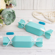 Turquoise with Satin Ribbon Candy Shaped Favor Box Pack of 25 